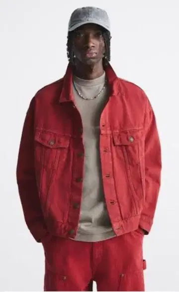 zara 레드 데님 자켓
