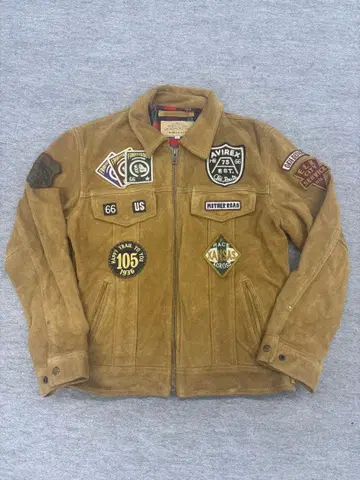 AVIREX 가죽 자켓 패치 스웨이드 풀 데코 XXL