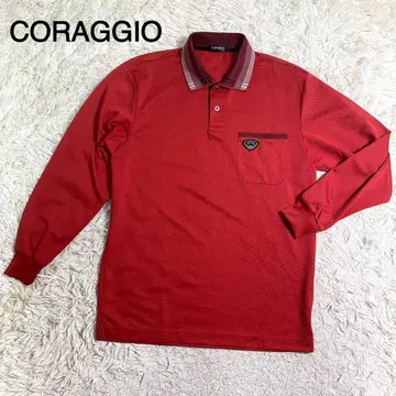 CORAGGIO 레드 컬러 로고 긴팔 골프 피케 셔츠