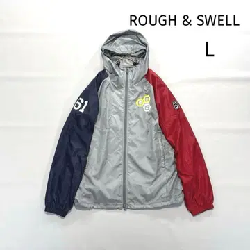 러프앤스웰 후드 블루종 점퍼 L 그레이 네이비 레드