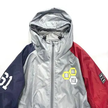 러프앤스웰 후드 블루종 점퍼 L 그레이 네이비 레드