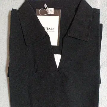 BEIJIALE 블랙 피케 셔츠 반팔 택 포함 새상품 디자인 컷 셔츠