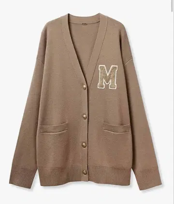 [ Mila Owen ] 아플리케 디자인 금장 버튼 V넥 니트 가디건