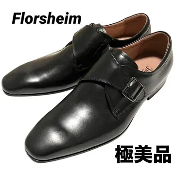 [ 컨디션 최상 ] 플로샤임 몽크 스트랩 천연 가죽 블랙 비즈니스 슈즈
