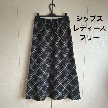 롱 스커트 체크 플레어 스커트 ships 쉽스