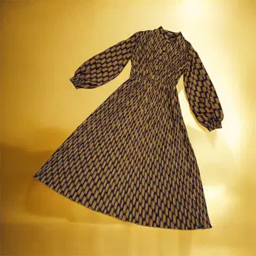 새상품급 레트로 기하학 패턴 롱 셔츠 원피스