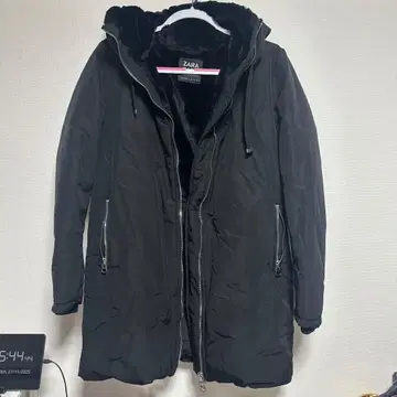 ZARA 블랙 후드 부착 모즈 코트