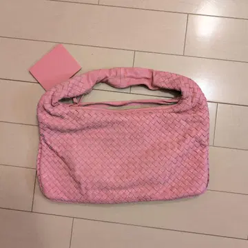 핑크 가죽 뜨개질 숄더백