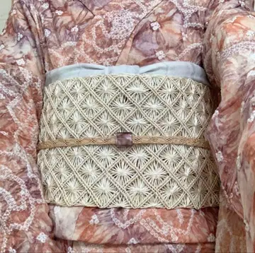 아리마츠 시보리 오렌지 보라색 유카타 시보리 유카타