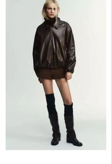 ZARA 인조 가죽 봄버 자켓