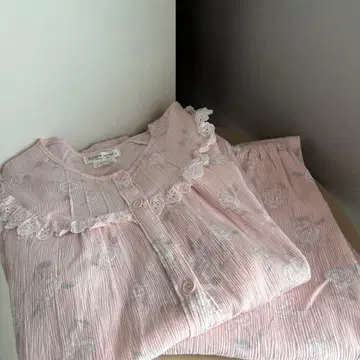 룸웨어 파자마 면 100% 꽃무늬 핑크 상의 팬츠 홈웨어