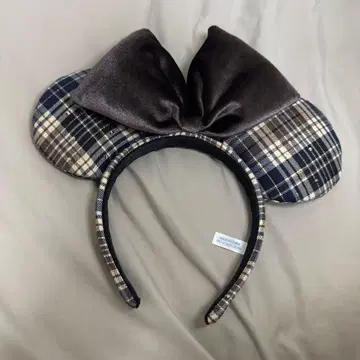 디즈니 체크 무늬 머리띠