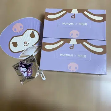 KUROMI x 우사미 콜라보 상품 아크릴 키링 부채 티슈