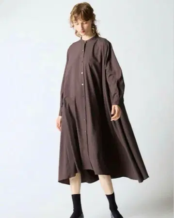 mizuiro ind 플레어 원피스 브라운