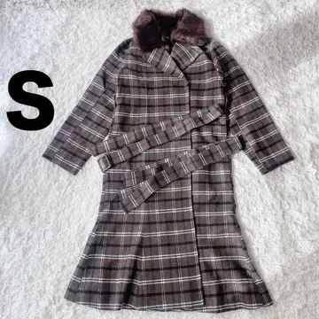 미 스타일 롱 코트 LIPSERVICE 퍼 벨트 체크 S