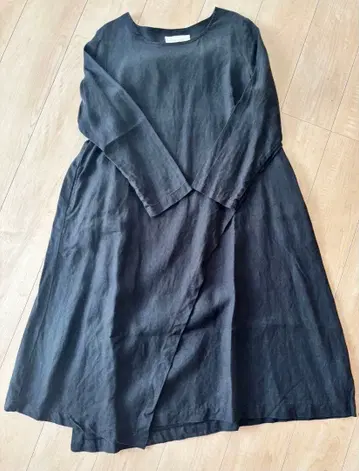 08 Mab 08맵 린넨 린넨 100% 원피스 블랙 롱 기장