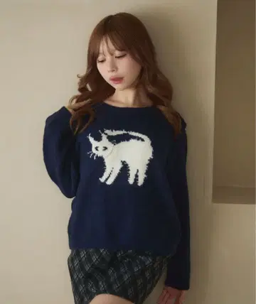 TITTY&CO. 고양이 디자인 재규어 니트