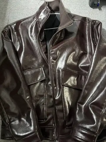 ZAPA 다크 브라운 페이크 가죽 자켓 L