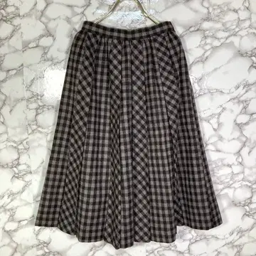 COCOT (9호) 체크 플리츠 롱 스커트 그레이 계열