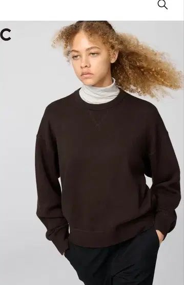 유니클로 C 스무스 코튼 크루넥 스웨터 L 사이즈