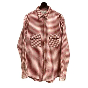 N 80s BUD BERMA 긴팔 코튼 셔츠 레드 계열 깅엄 체크