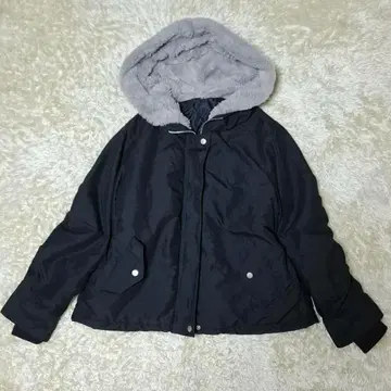 충전솜 다운 자켓 후드 부착 숏 기장 y2k 블랙 M