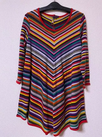 새상품 컬러풀 스트라이프 긴팔 튜닉 원피스 사이즈 36