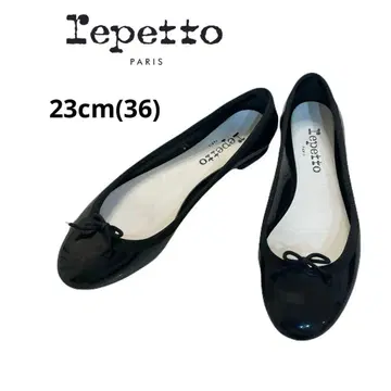 컨디션 최상 Repetto 샌드 리옹 블랙 플랫슈즈 36 리본