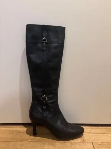 [천연 가죽] 블랙 롱 부츠 8cm 힐