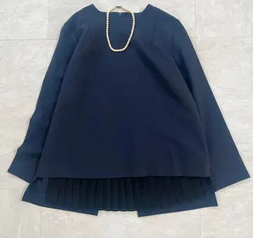 CLANE 클라네 백 플리츠 레이어드 상의 네이비