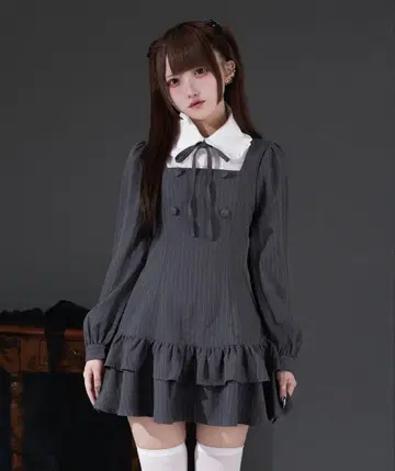 Palelfy 클래시컬 셔츠 레이어드 원피스 블랙