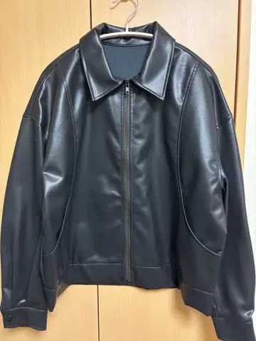 블랙 합성 피혁 페이크 가죽 자켓