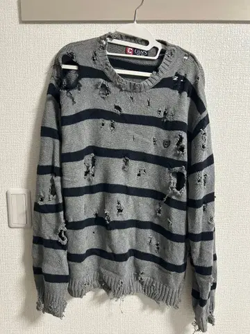 faithtokyo 데미지 가공 스트라이프 니트