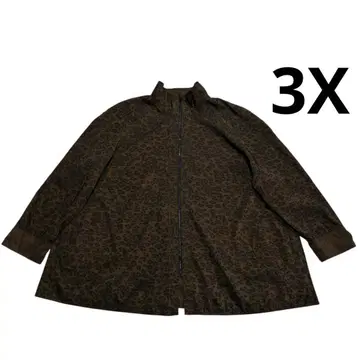 80s 90s 레오파드 풀 집업 나일론 자켓 3X 짙은 갈색 코트