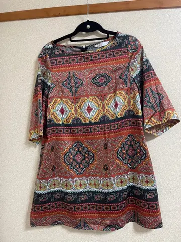 보헤미안 패턴 반팔 튜닉