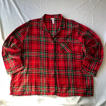 00s 파자마 셔츠 체크 빨간색 그런지 Y2K 헤이세이 구제 의류 인기