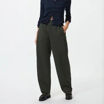 드라이 맨투맨 커브 팬츠 긴 길이 다크 그린