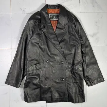 이탈리아제 가죽 코트 블랙 천연 가죽 양가죽 더블 브레스트