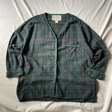 00s 파자마 셔츠 체크 그린 그런지 Y2K 헤이세이 고인기