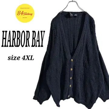 HARBOR BAY 니트 가디건 라미 혼방 네이비 남성용 4XL 상당