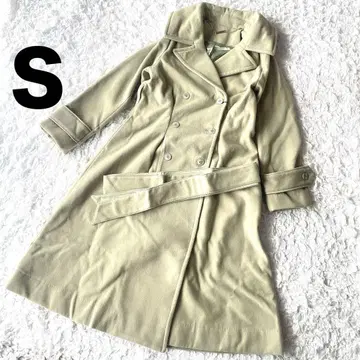 롱 코트 S 허리 턱 벨트 플레어 피스타치오 그린