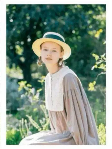 사만사 모스모스 가슴 부분 메쉬 레이스와 자수 원피스 긴팔 코튼 린넨