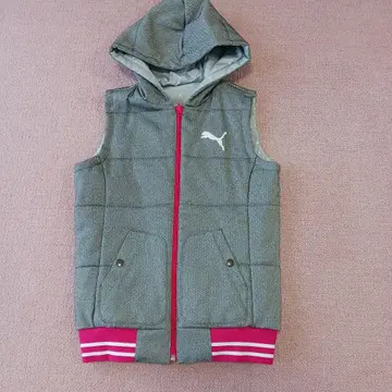 Puma 후드 부착 퀼팅 베스트 그레이/핑크 리버서블
