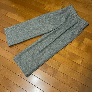 울 혼방 그레이 와이드 팬츠 여성용 슬랙스 S