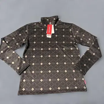 마리끌레르 모노그램 프린트 하프 지퍼 셔츠 블랙 L 사이즈