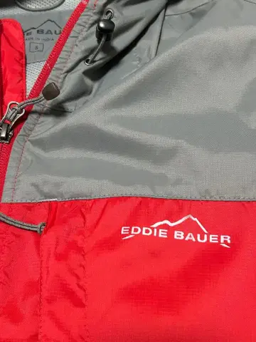 Eddie Bauer 후드 부착 나일론 자켓 S 빨간색/그레이