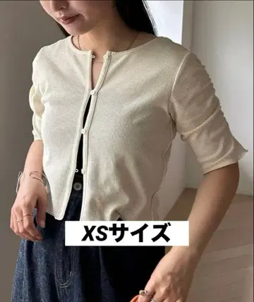 kastane 서멀 퍼프 반팔 가디건 아이보리 xs