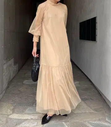 CAPRICIEUX LEMAGE 튤 하이넥 원피스