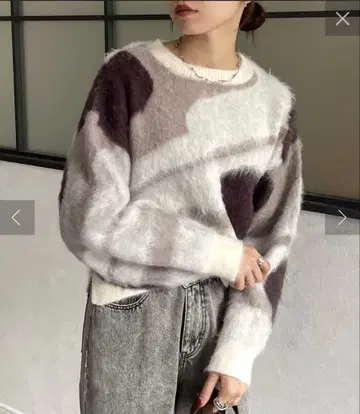 뉘앙스 패턴 샤기 니트