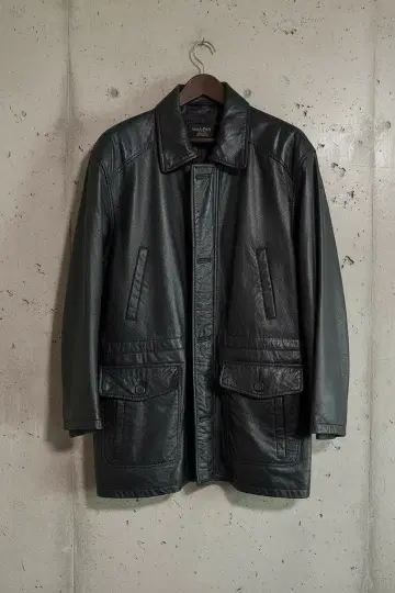 새상품급 Black Dog 천연 가죽 양가죽 가죽 롱 코트